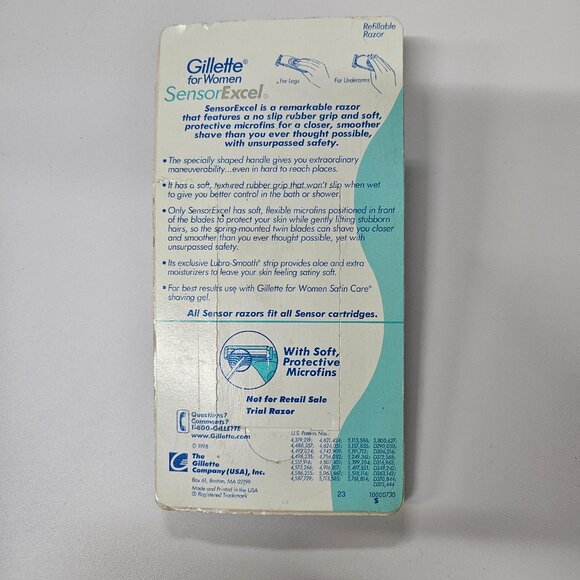 Gillette Sensor Excel Razor for Women 1 Refillable Razor 1996 vtg sealed NOS new - Picture 2 of 6